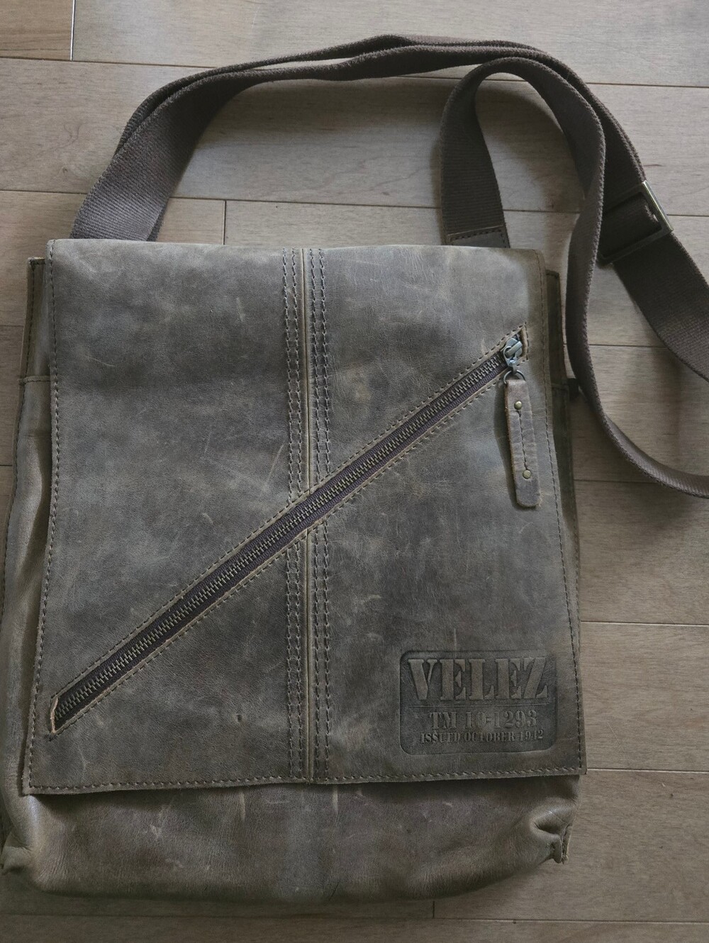 Velez Genuine Leather Distressed Messenger Bag Crossbody Brown
